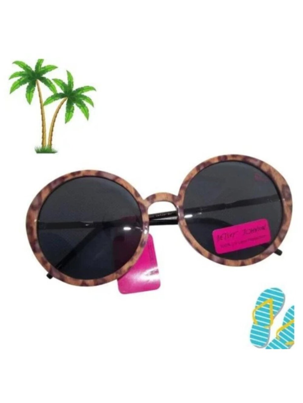 Betsey Johnson Rounded Oversized Leopard Print Sunglasses